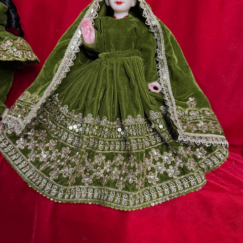 12 inch Yugal Sarkar Velvet Fabric Dress handwork