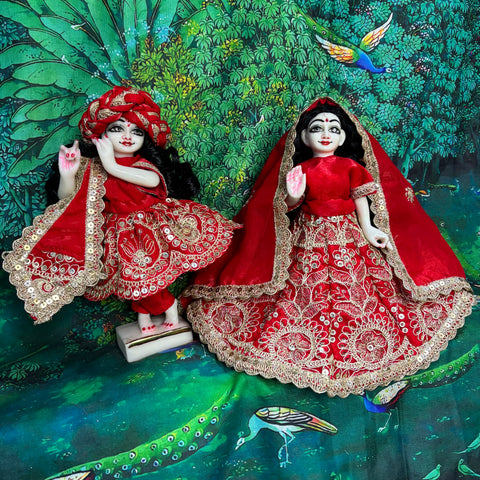🌸9 Inch Yugal Sarkar Red Fabric Dress heavy Embroidery Dress Bayahula dress