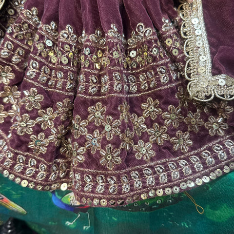 12 Inch Yugal Sarkar Velvet fabric Dress hand Work