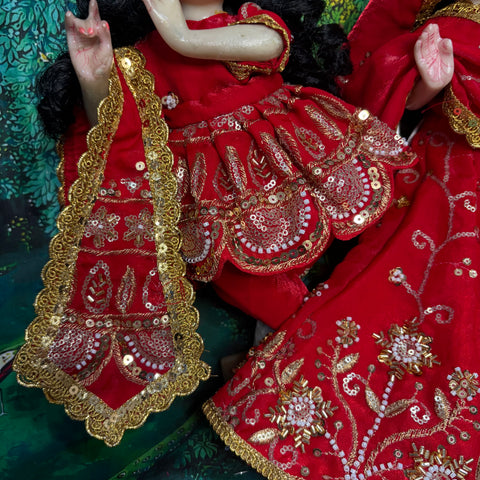 🌸12 inch Yugal Sarkar Red Heavy Hand Work Poshak Bayahula Special Karwa chauth