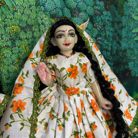 🌸 12 Inch Yugal Sarkar Cotton Fabric Dress White green