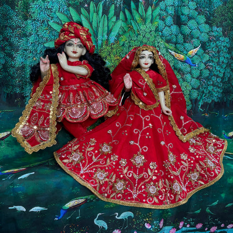 🌸12 inch Yugal Sarkar Red Heavy Hand Work Poshak Bayahula Special Karwa chauth