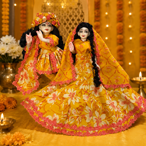 12 inch Yugal Sarkar cotton Dress Yellow long Lehnga