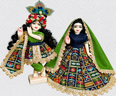 🌸9 inch Yugal Sarkar Heavy Embroidery Poshak Neavy blue Green