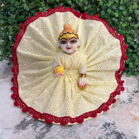 7,8 No. Laddu gopal embroidery dress lemon colour