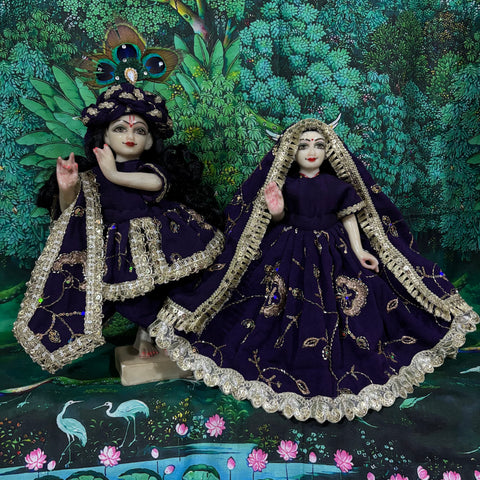 🌸 12 Inch Yugal Sarkar Heavy Work Soft and Comfortable Dress Dark Purple