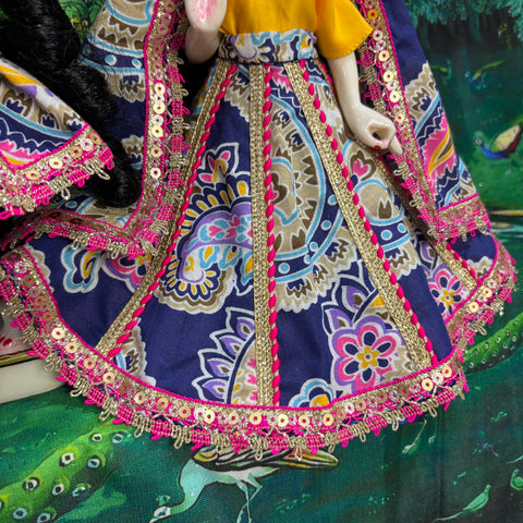 🌸 9 Inch Yugal Sarkar Cotton Fabric Dress Neavy Blue pink