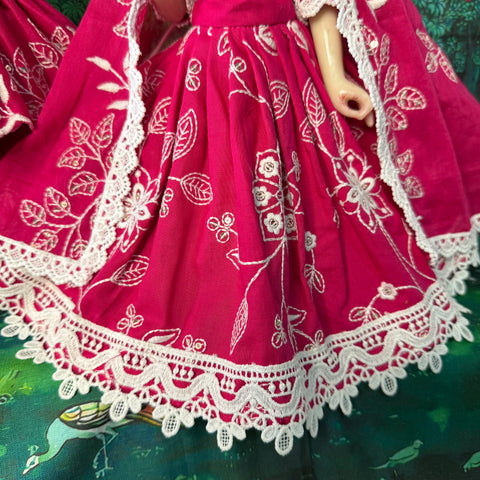 12 Inch Yugal Sarkar Cotton Embroidery Work Dress