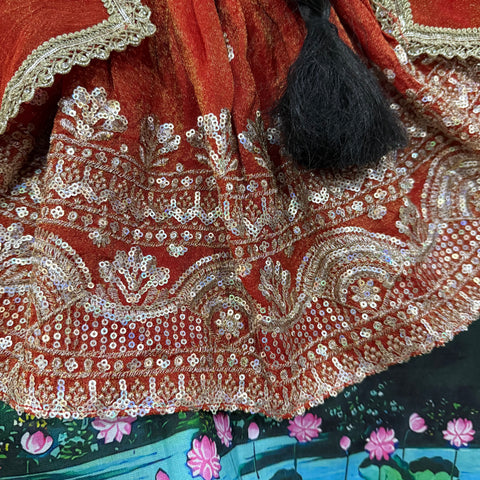 15 Inch Yugal Sarkar Fancy Dress Shimmer Fabric Rust Colour