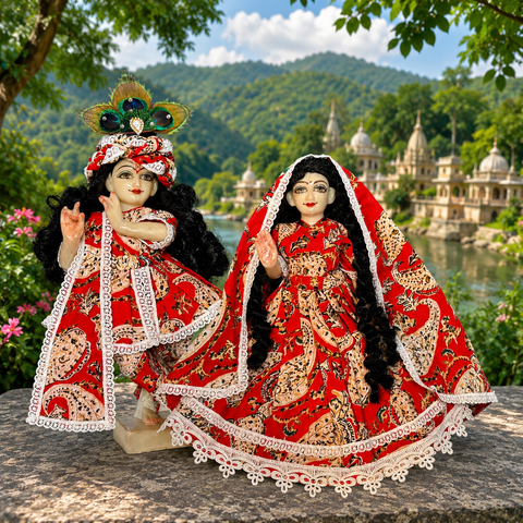 🌸 12 Inch Yugal Sarkar Cotton Fabric Dress Red