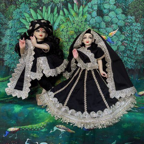 12 Inch Yugal Sarkar Cotton Fabric Black Dress Amavasya Special