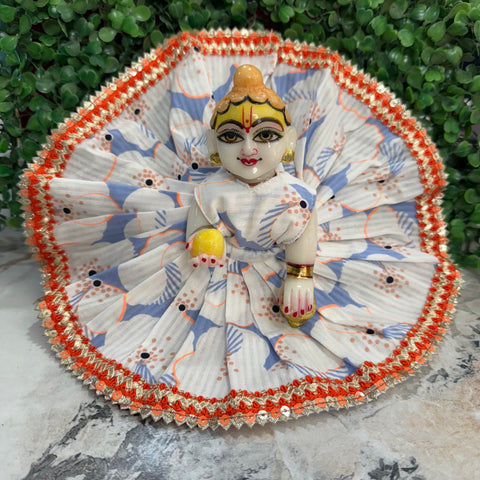 5,6 no. Laddu gopal cotton dress White orange