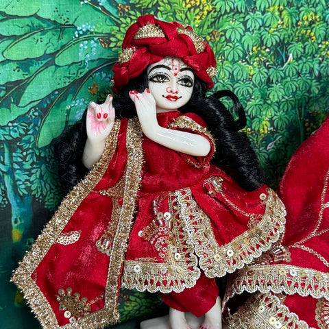 🌸 9 inch Yugal Sarkar Hand Work Dress Red red