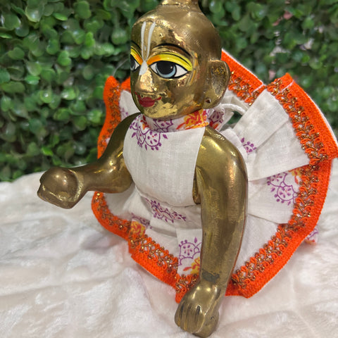 8 No. Dhoti Dress white orange