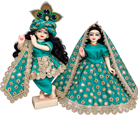 🌸9 inch Yugal Sarkar Heavy Net Fabric Dress Plastic Mirror Work