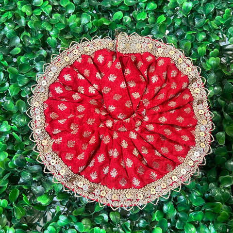 3,4 No. Laddu Gopal Banarasi Heavy Dress Red