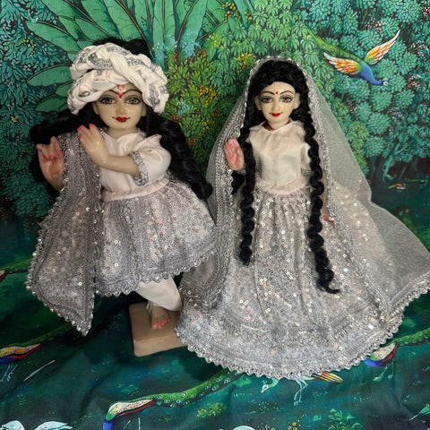 12 Inch Yugal Sarkar White Silver Dress