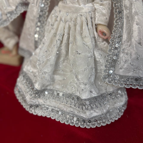 12 inch Yugal Sarkar Premium Velvet Fabric White silver