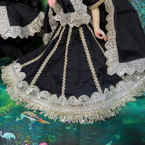 12 Inch Yugal Sarkar Cotton Fabric Black Dress Amavasya Special