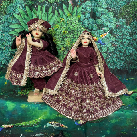 12 Inch Yugal Sarkar Velvet fabric Dress hand Work