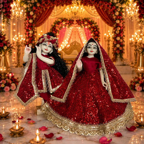 15 inch Yugal Sarkar Red Heavy Fabric Dress