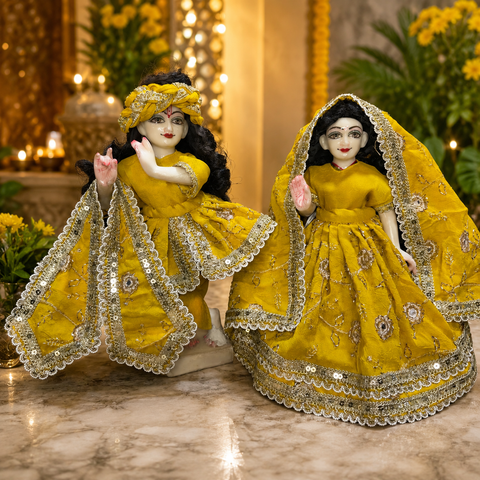 9 inch Yugal Sarkar Heavy Dress Yellow
