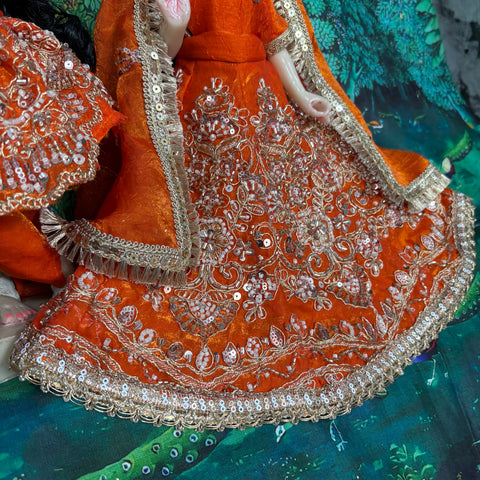 12 inch Yugal Sarkar Orange Fabric Hand Work