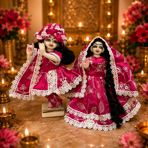 9 Inch Yugal Sarkar Cotton Fabric Dress Pink embroidery dress