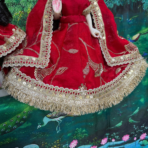 🌸 9 inch Yugal Sarkar Hand Work Dress Red red