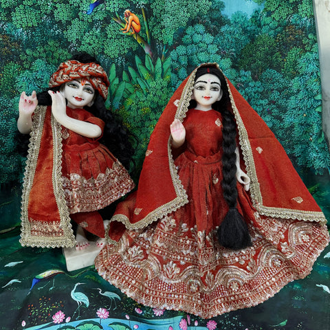 15 Inch Yugal Sarkar Fancy Dress Shimmer Fabric Rust Colour