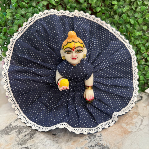 5,6 no. Laddu gopal cotton dress Neavy blue with white dotted