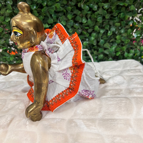 8 No. Dhoti Dress white orange