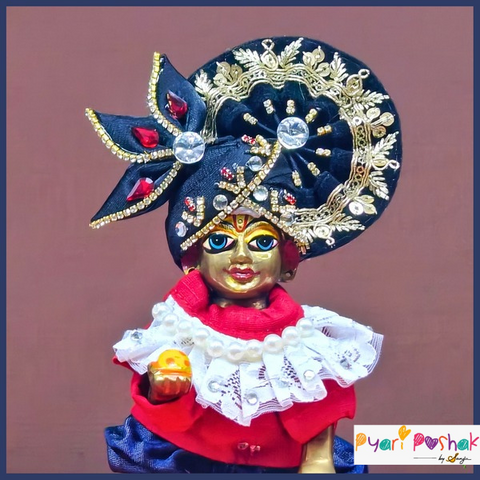 LG Pagdi Black – A Royal Headpiece for Laddu Gopal 🖤✨