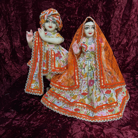 12 inch yugal Sarkar Dress Cotton orange 8inch lehanga