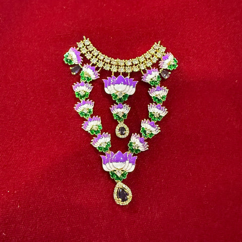 Beautiful AD Chokar With Mala purple