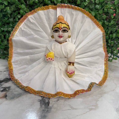 7,8 No. Laddu gopal dress white with golden lace