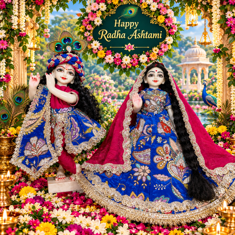 15 Inch Yugal Sarkar Royal Blue Radha Ashtami Special Dress