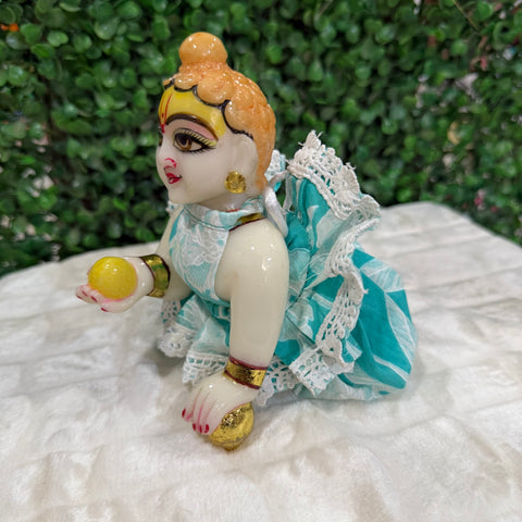 Laddu Gopal Cotton Dress Set Sky