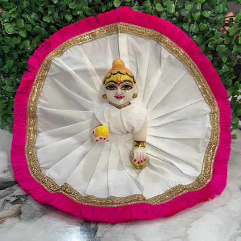 5,6 no. Laddu Gopal white plane pink frill lace