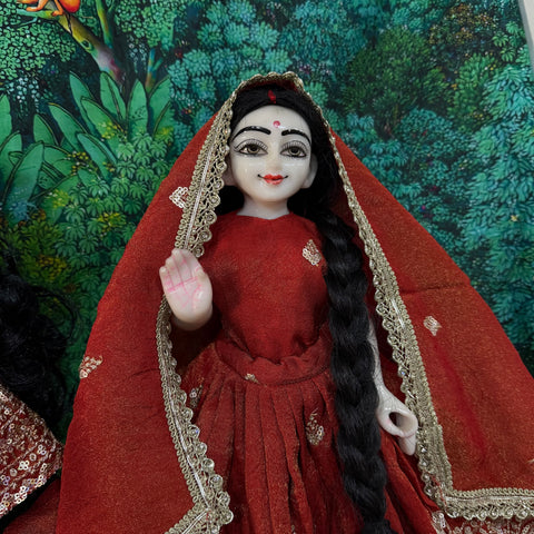 15 Inch Yugal Sarkar Fancy Dress Shimmer Fabric Rust Colour