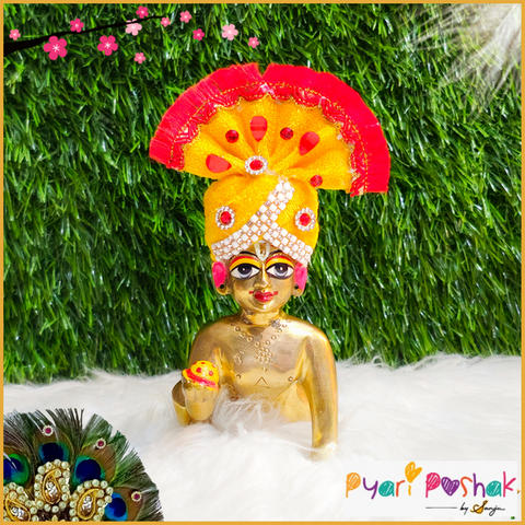 LG Pagdi Yellow – A Divine & Royal Headpiece for Laddu Gopal 💛✨