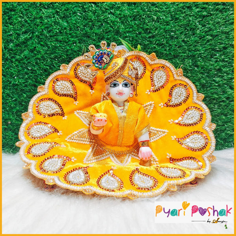 Shaneel Cutdana Moti Work Yellow Laddu Poshak – Handcrafted & Elegant