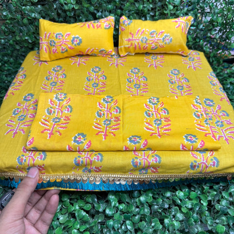 10*12 Size Cotton bedsheet set yellow