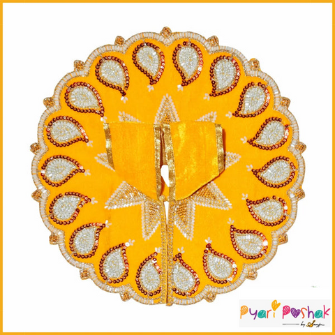 Shaneel Cutdana Moti Work Yellow Laddu Poshak – Handcrafted & Elegant