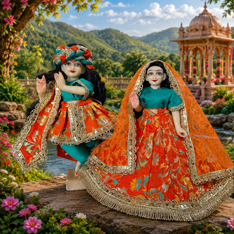🌸12 Inch Yugal Sarkar Banarasi Fabric Dress Orange