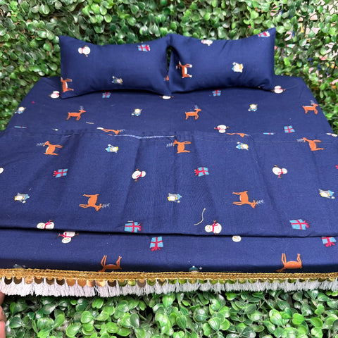 12*16 cotton bedsheet set neavy blue