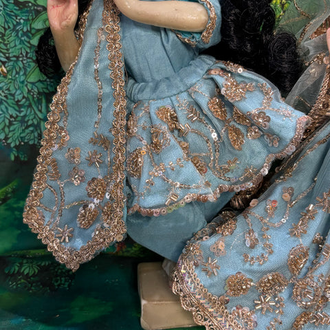 🌸 12 inch Yugal Sarkar Net Fabric Heavy Dress