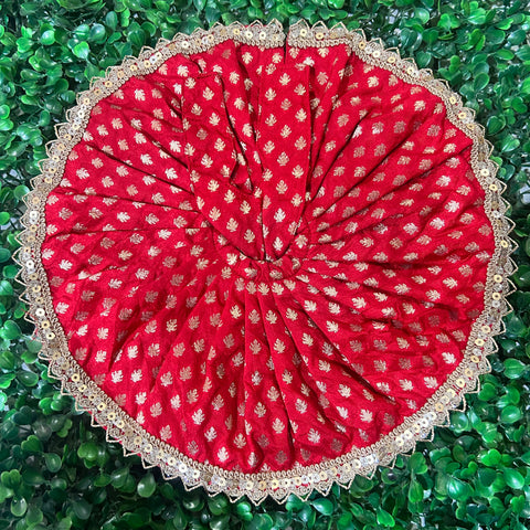 5,6 No. Laddu Gopal Banarasi Heavy Dress Red