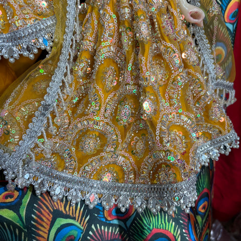 🌸 12 Inch Yugal Sarkar Heavy Hand Work yellow Poshak