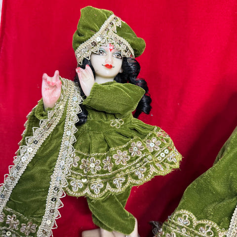 12 inch Yugal Sarkar Velvet Fabric Dress handwork